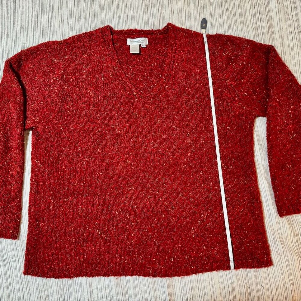 Coldwater Creek Vintage Sweater - Speckled Red V-neck, Size XL